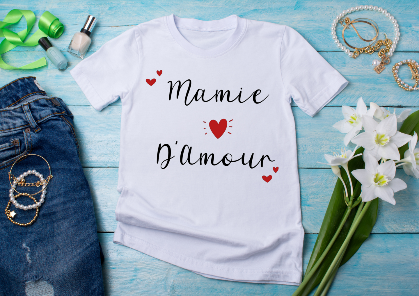 T-shirt " ... d'amour" personnalisé