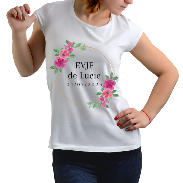T-shirt personnalisé fleurs mariage, evjf