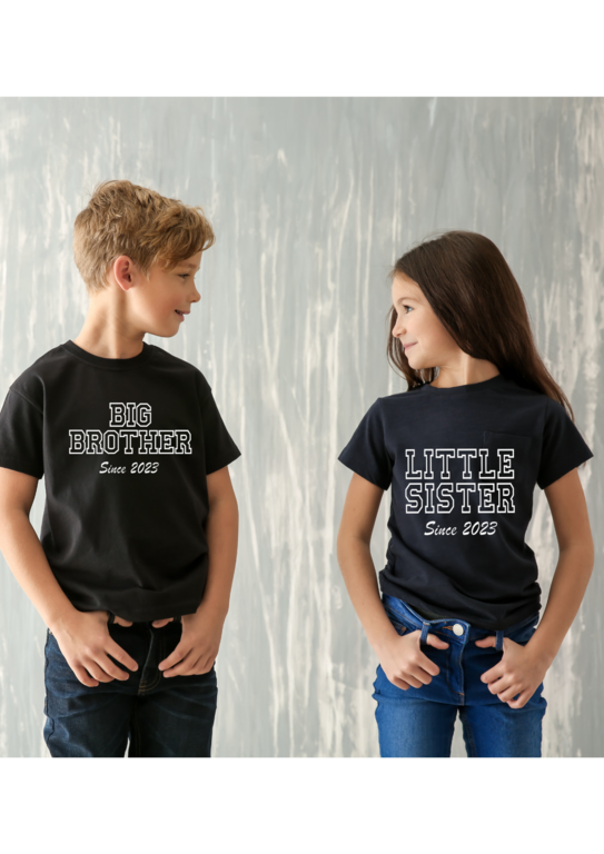 T-shirt frère et soeur personnalisé "depuis...'