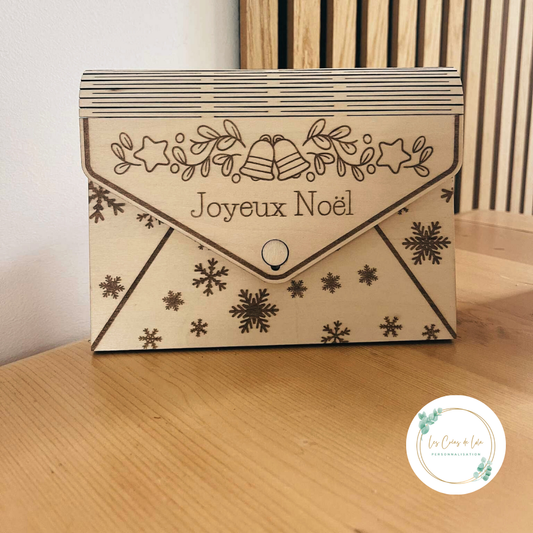 Enveloppe cadeau Noël bois personnalisable