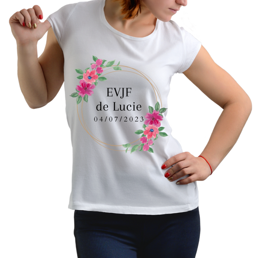 T-shirt personnalisé fleurs mariage, evjf
