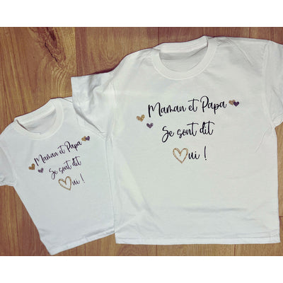 T-shirt Papa et maman ce sont dit oui coeur