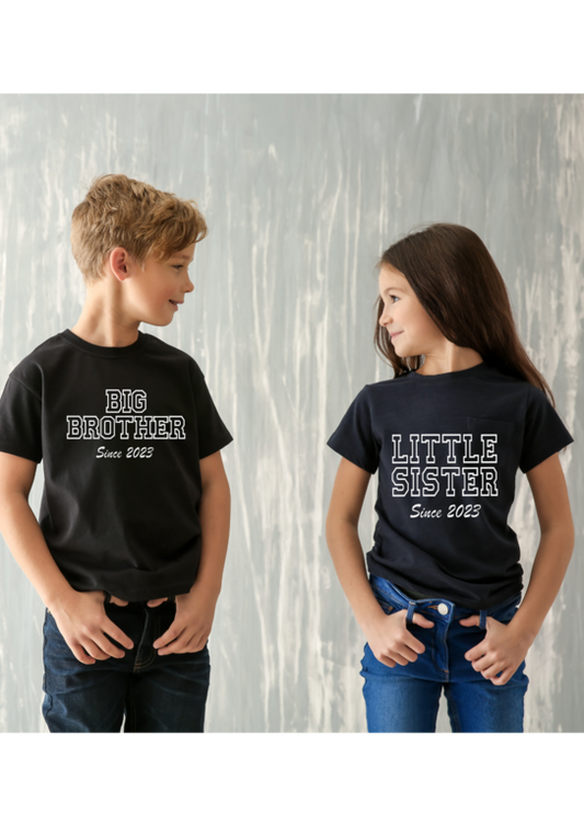 T-shirt frère et soeur personnalisé "depuis...'