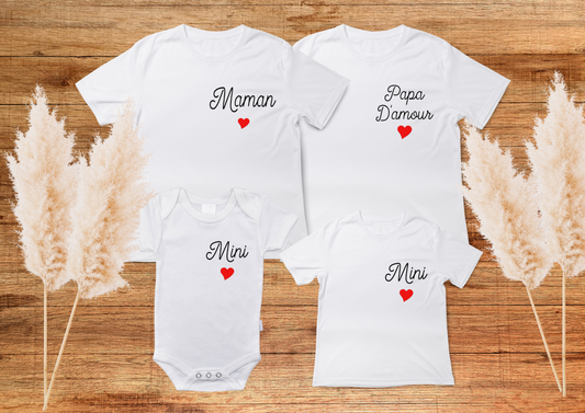 T-shirt assorti famille Cœur