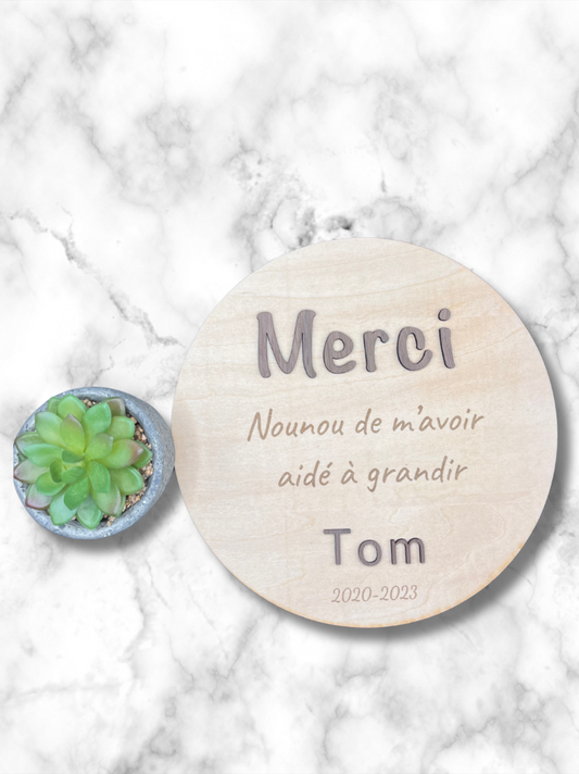 Plaque "merci" personnalisée