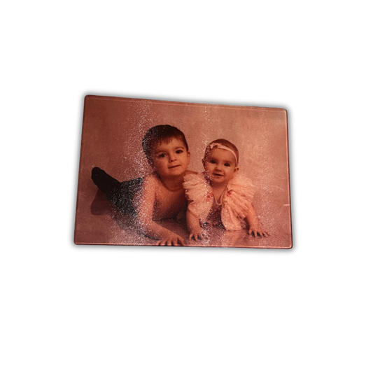 planche à découper en verre personnalisée avec photo