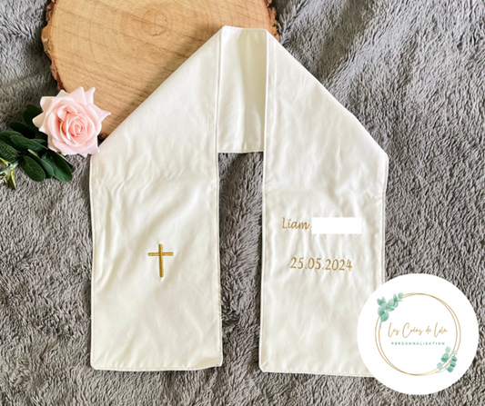 Étole pour communion et baptême religieux personnalisée